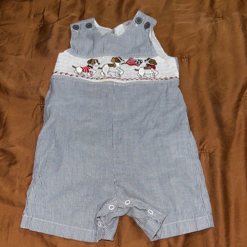 Vintage Striped Blue and White Kids Overalls